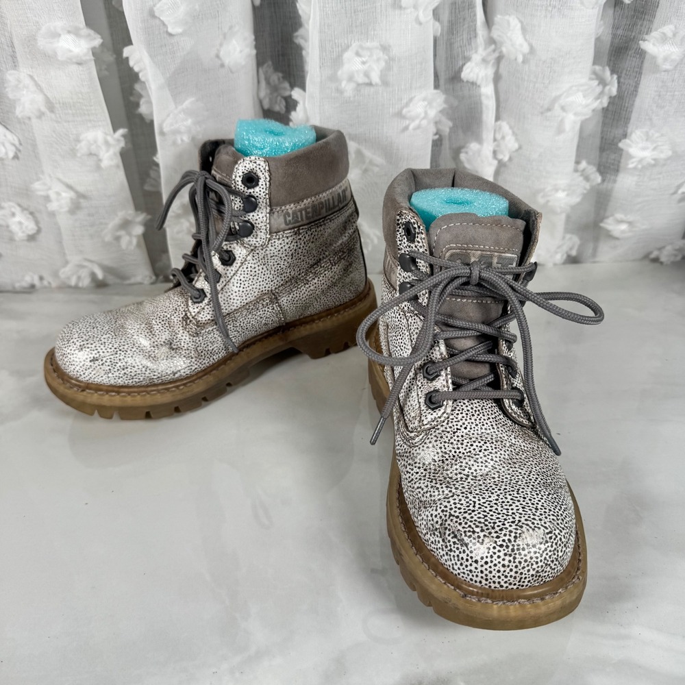 Caterpillar CAT Colorado White Silver Speckled Work Boots Oil Resistant Womens 6